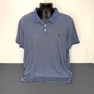 Original Penguin Polo Shirt Mens XXL Blue Striped Short Sleeve Cotton Casual